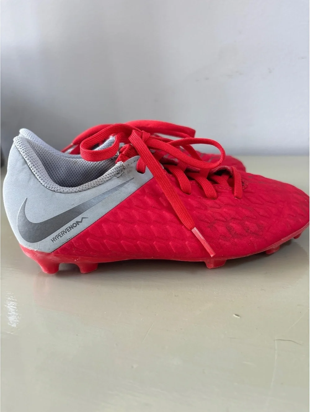 Nike Hypervenom Soccer Cleats Red and Gray Size 13 Kids Boys girls